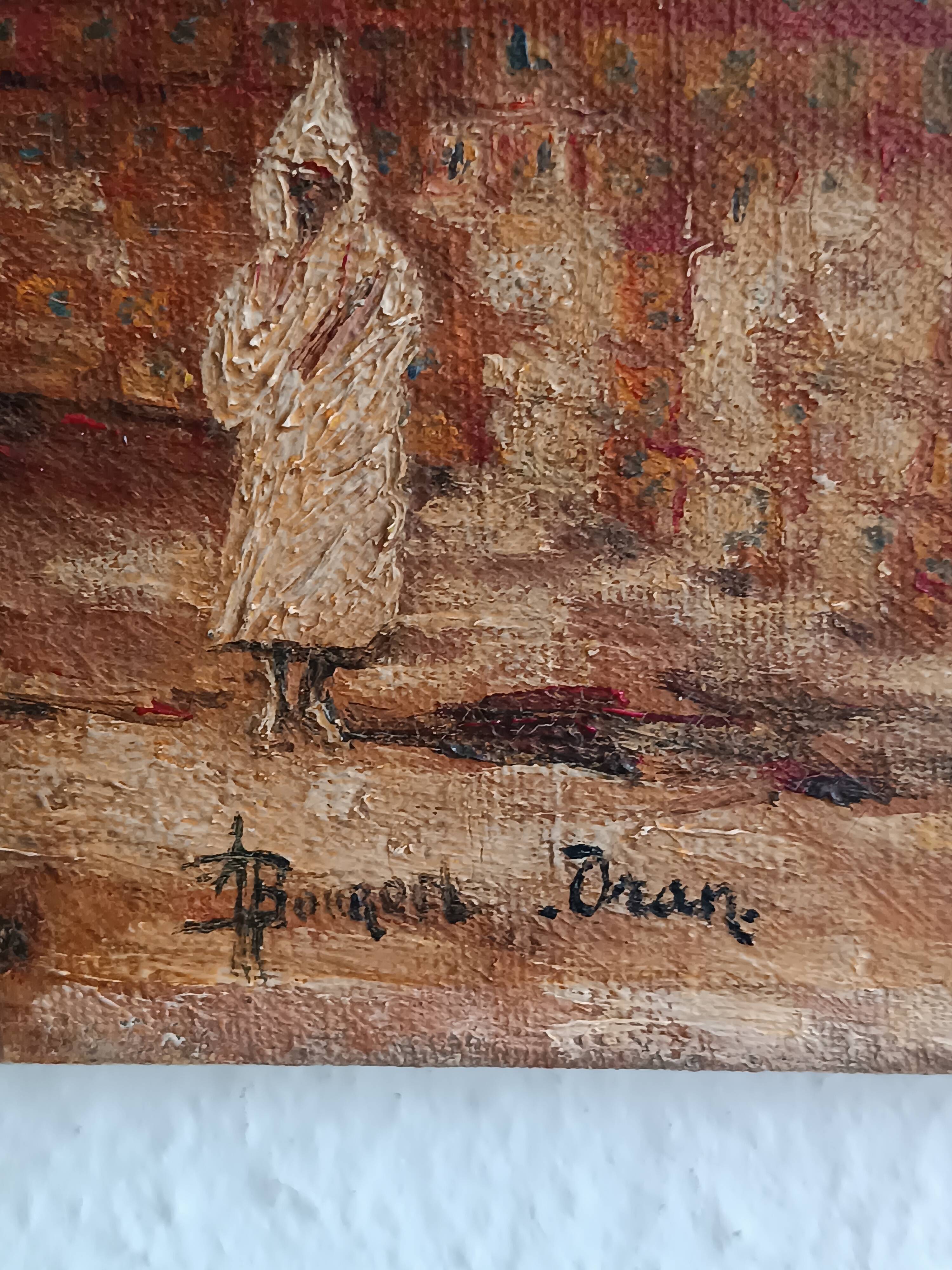 Oil painting on canvas of the courtyard of the pasha's mosque in Oran 1948