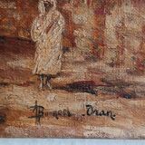 Oil painting on canvas of the courtyard of the pasha's mosque in Oran 1948