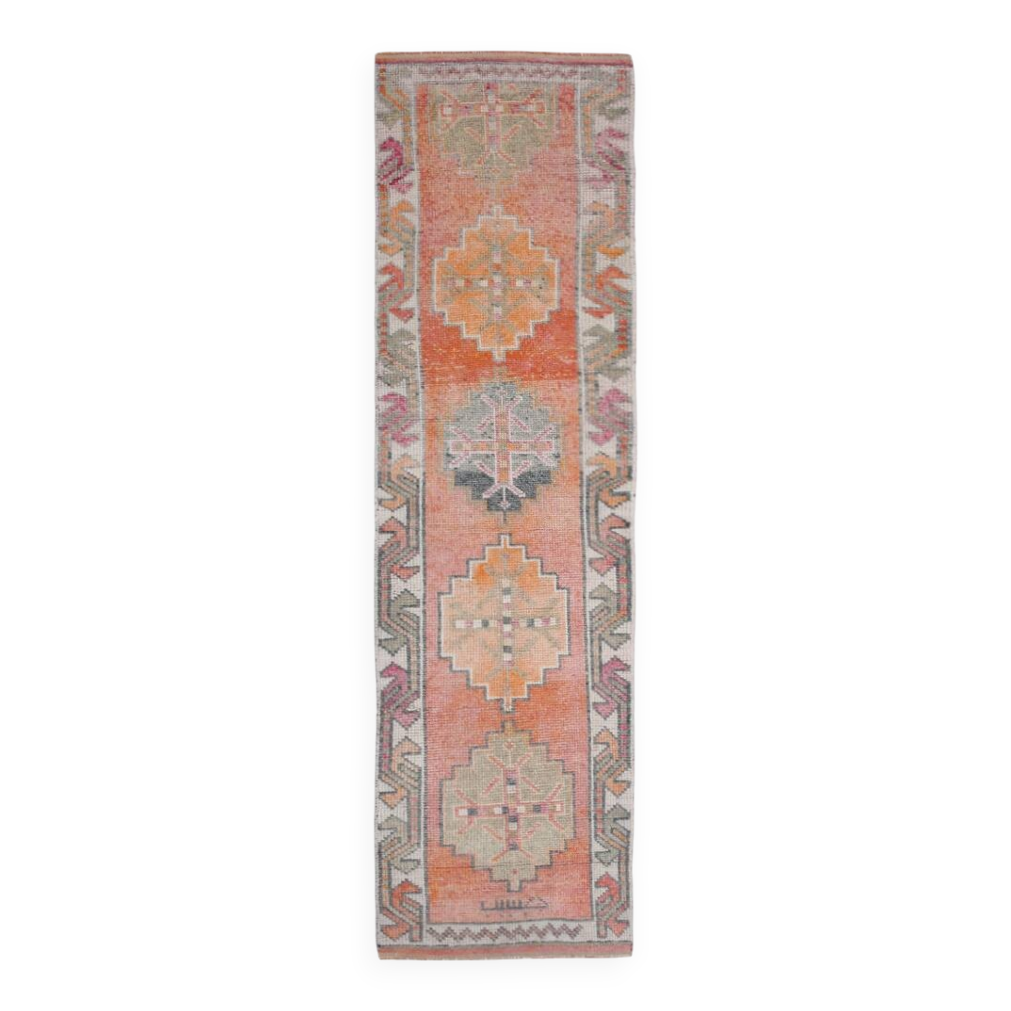 88x344 Cm Turkish Vintage Runner, Wool Runner Rug, Hallway Runner,