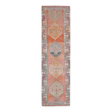 88x344 Cm Turkish Vintage Runner, Wool Runner Rug, Hallway Runner,