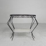 Vintage sculptural steel, (Mategot style) side table, 1950s