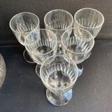 Decanter and 6 cut crystal porto glasses XIXth