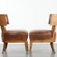 Set of 2 vintage design cocktail chairs/armchairs made of sheepskin leather