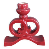 Art Deco ceramic candlestick, burgundy