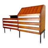 Midcentury Modern Zebra Walnut Sideboard with Drawers, La Permanente Cantu