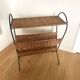 Vintage rattan and black metal magazine rack – Nightstand