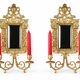 Paire d’appliques murales Napoléon III en bronze doré, miroirs biseautés