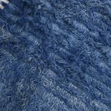 4x9 handmade wool blue vintage rug, 122x266cm