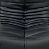 French black leather Togo lounge chair by Michel Ducaroy for Ligne Roset, 1970s