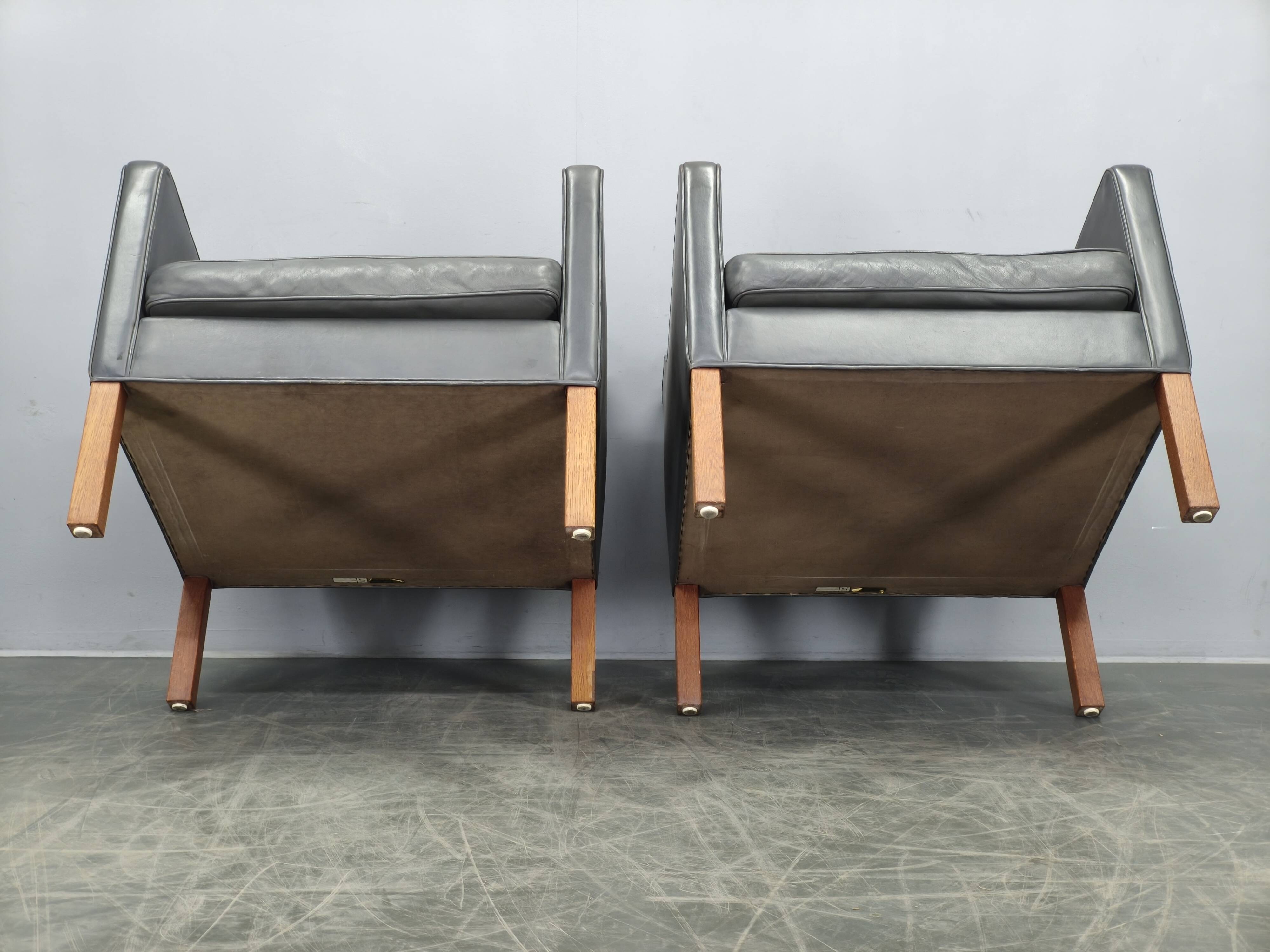Pair of Leather Lounge Chairs by Børge Mogensen for Fredericia 1970s