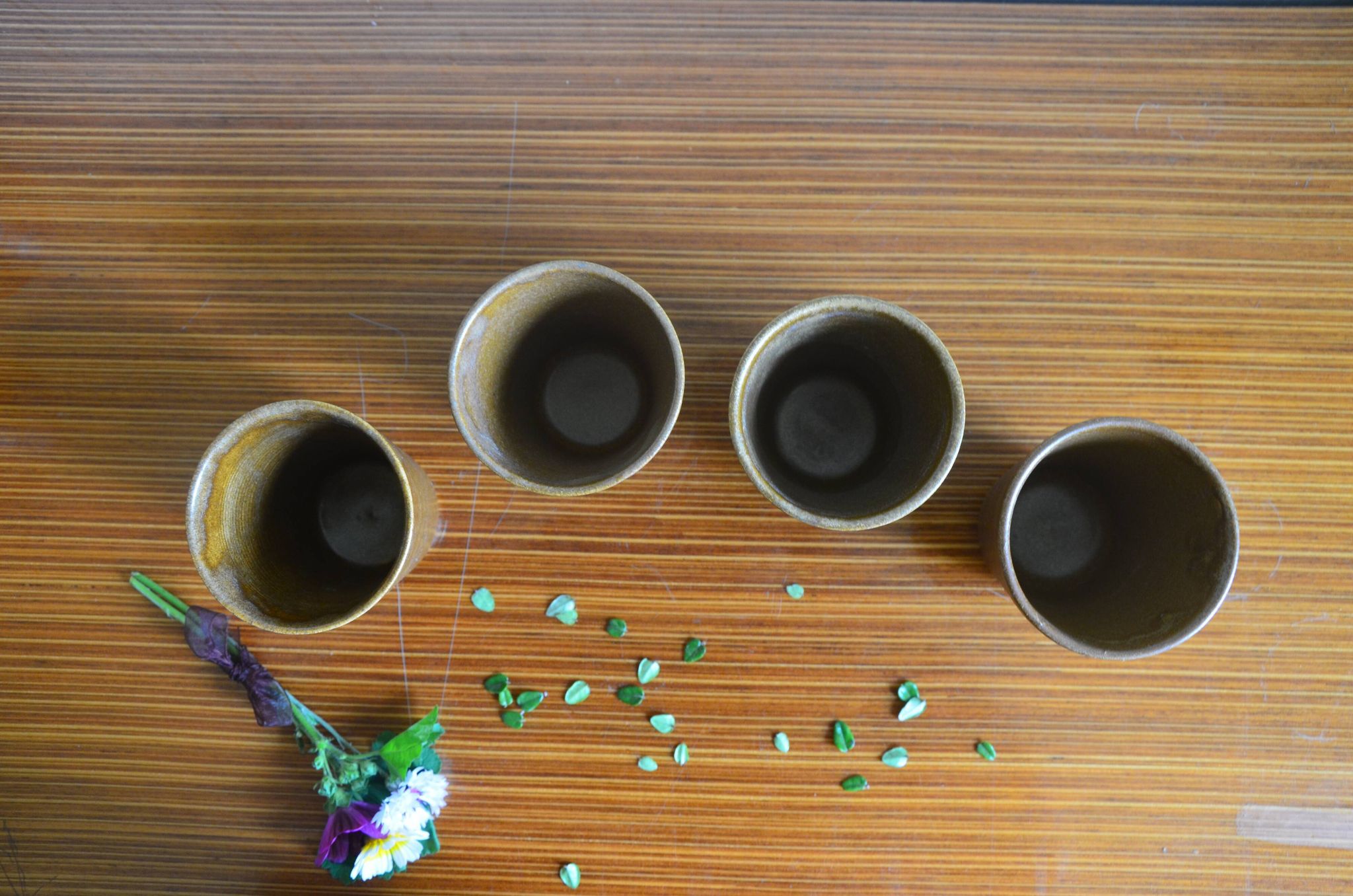 Set of 4 Digoin stoneware glasses