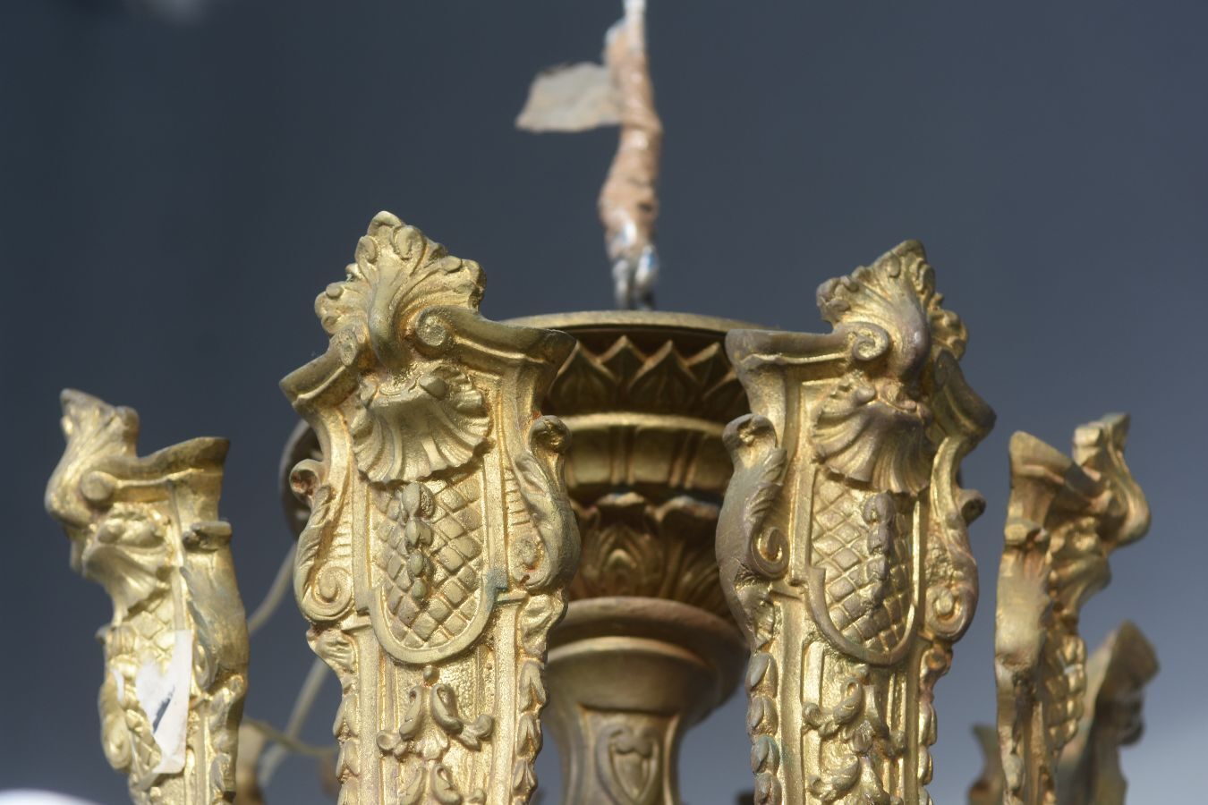 Pair of Louis XV style chandeliers golden bronze 36 lights