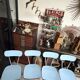 Série de 4 chaises Formica bleues vintage