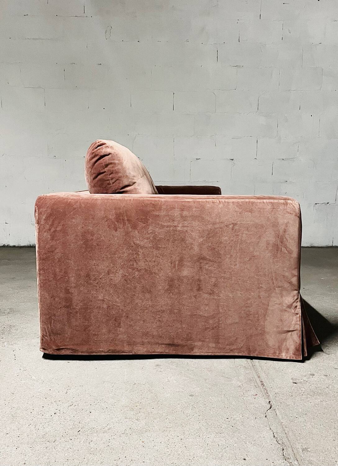 New AMPM terracotta velvet convertible sofa
