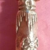 SILVER DESSERT SPOON, hallmarked ? chiseling on the spoon