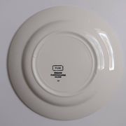 3 Digoin Sarreguemines Adèle plates in grey, yellow, and burgundy.