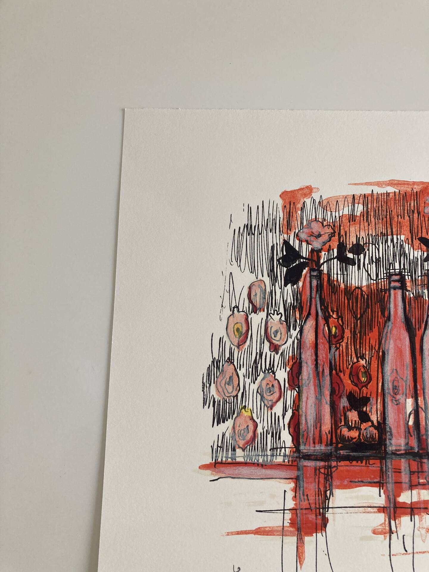 Numbered lithograph (10/20) and signed by Michel Henry - The Bottles
