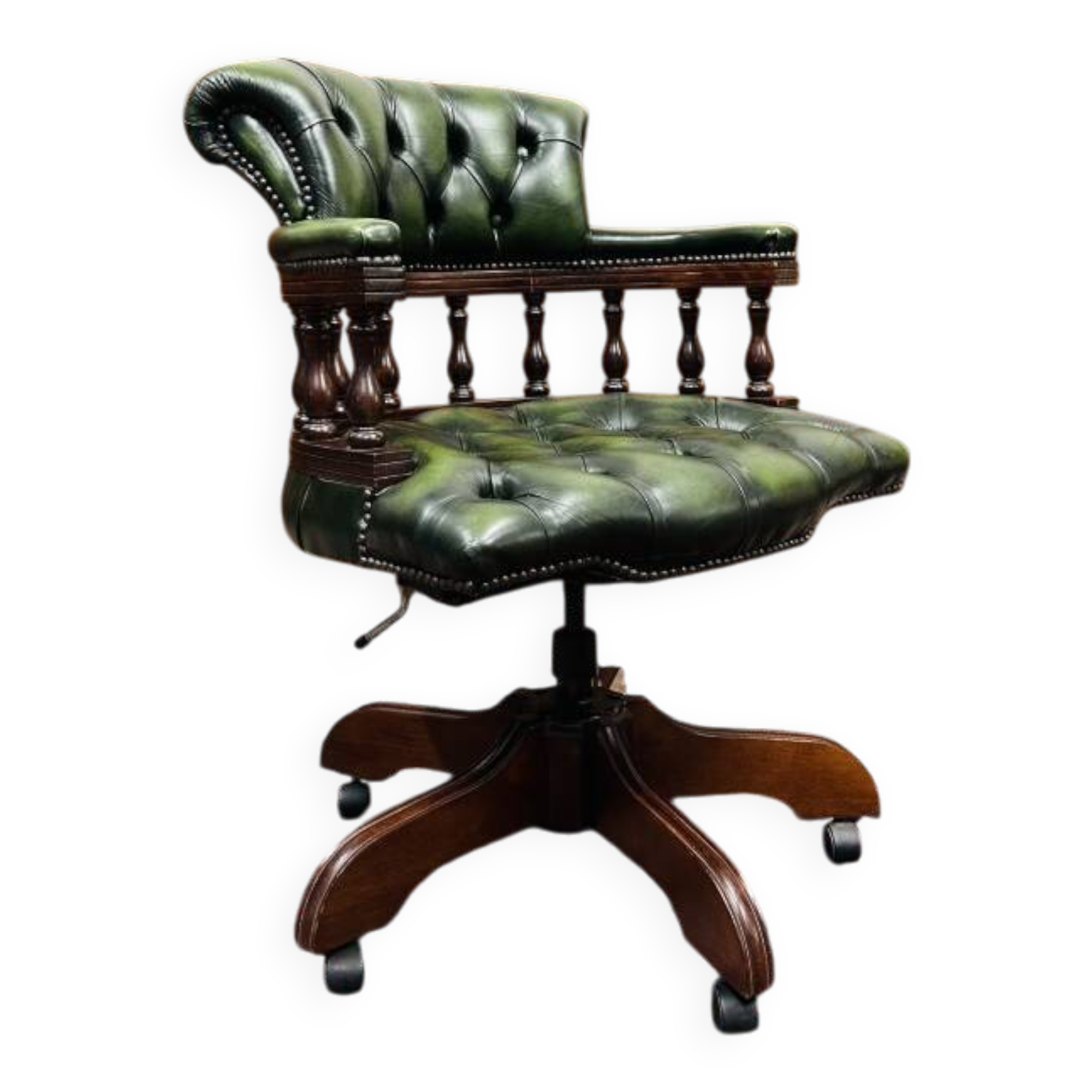Classic English Green Chesterfield Captain Chair
