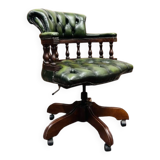 Classic English Green Chesterfield Captain Chair