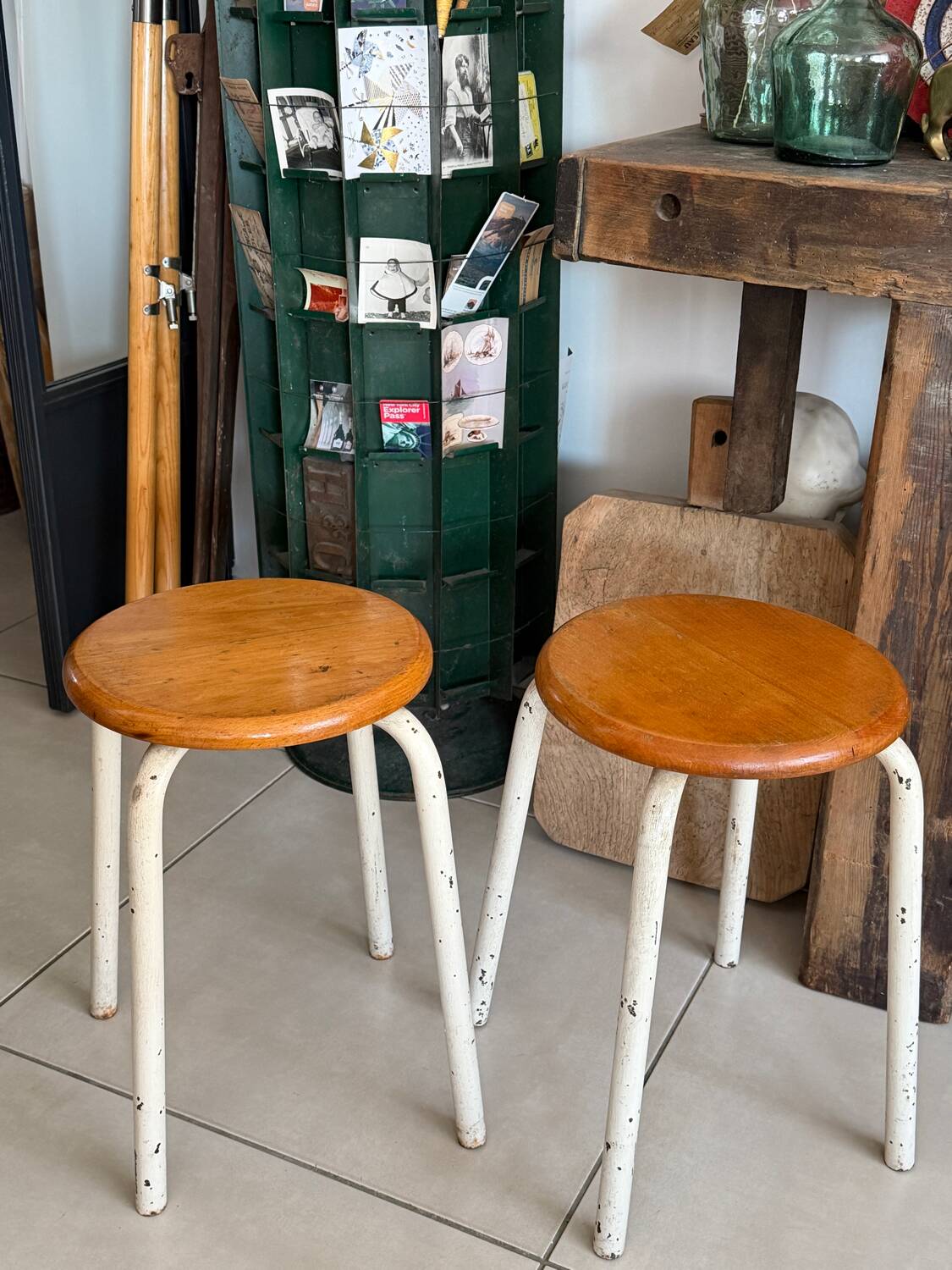 Pair of vintage workshop stools