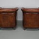 Vintage Dutch cognac coloured leather club chair, set of 2 with footstool