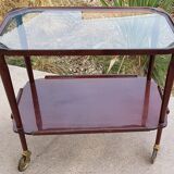 Serving trolley table on wheels vintage 2 trays