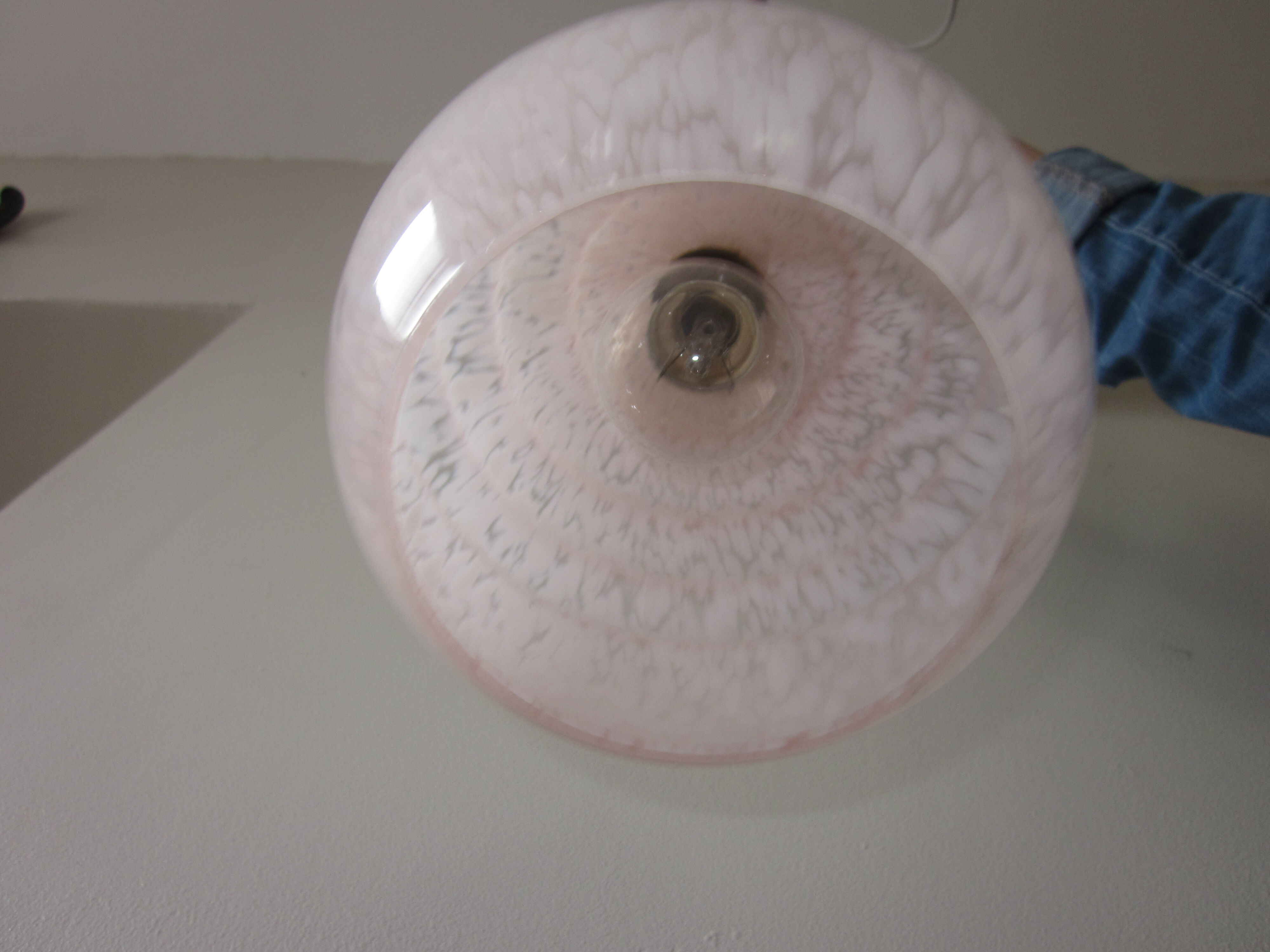 Pink clichy glass walk-in hanging
