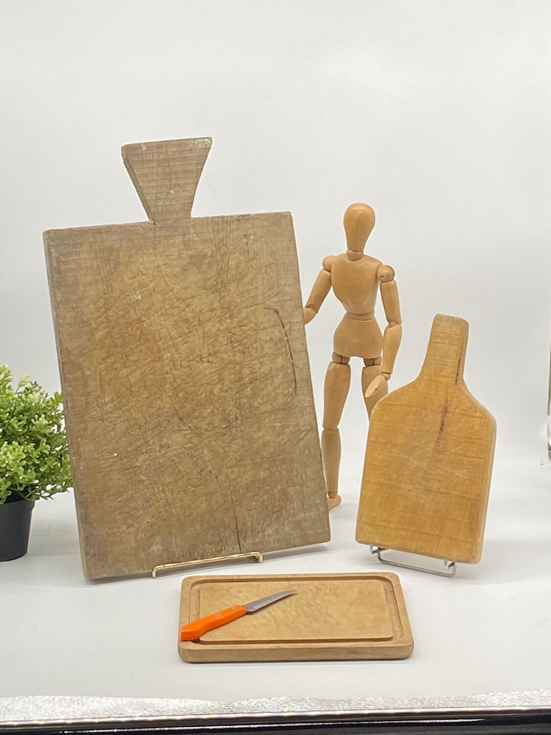 Trio de planches à découper, billots,  anciennes, vintage
