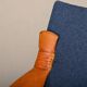 Scandinavian Modern Foldable Safari Lounge Chair in Beech wood and Blue fab