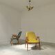 Pair of yellow and green resin and wood armchairs by Miroslav Navratil