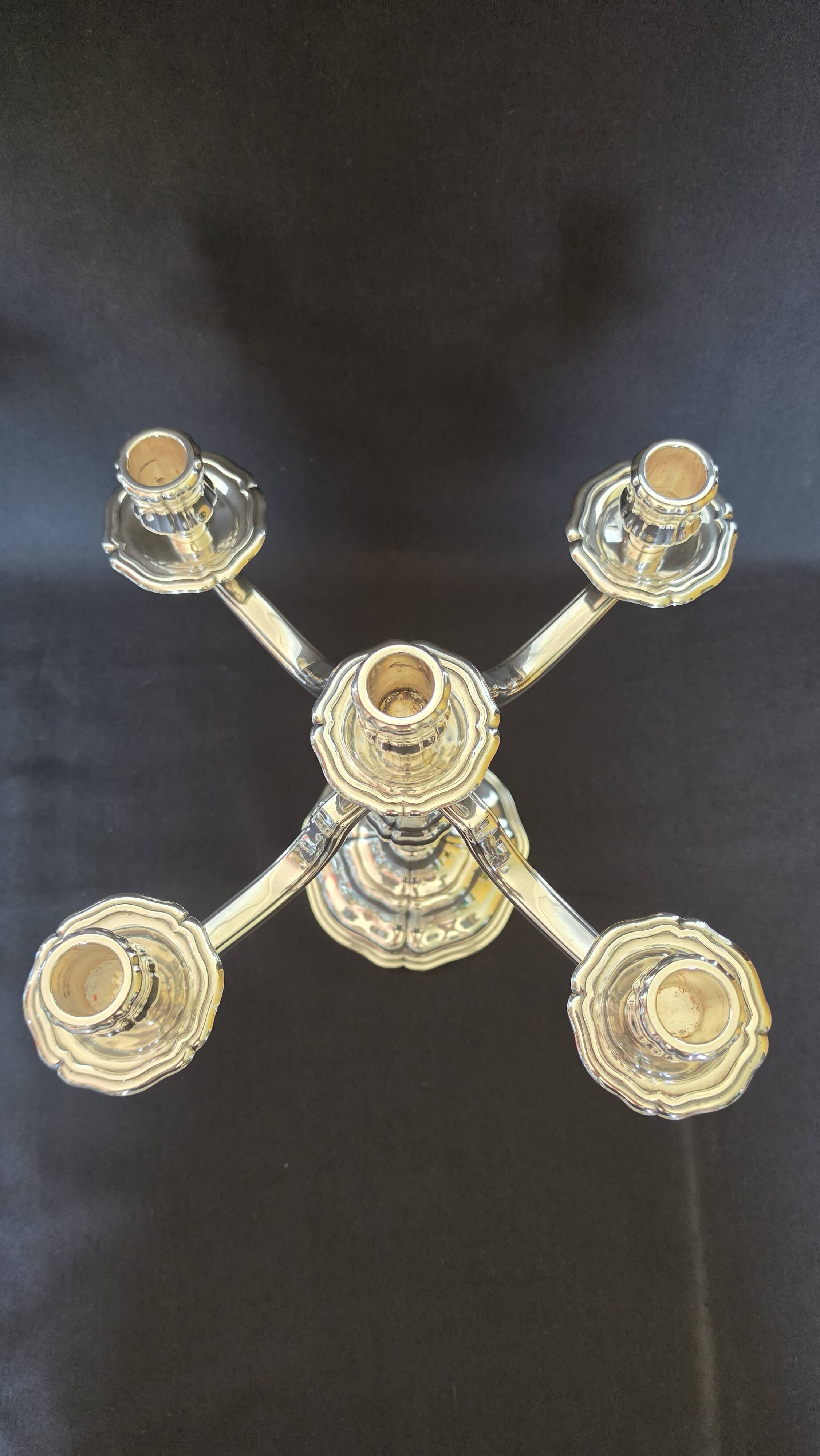 Exceptional pair of table candlesticks in fine silver, St. Médard Paris