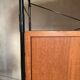 Vintage Scandinavian wire-framed metal and teak secretary bookcase set