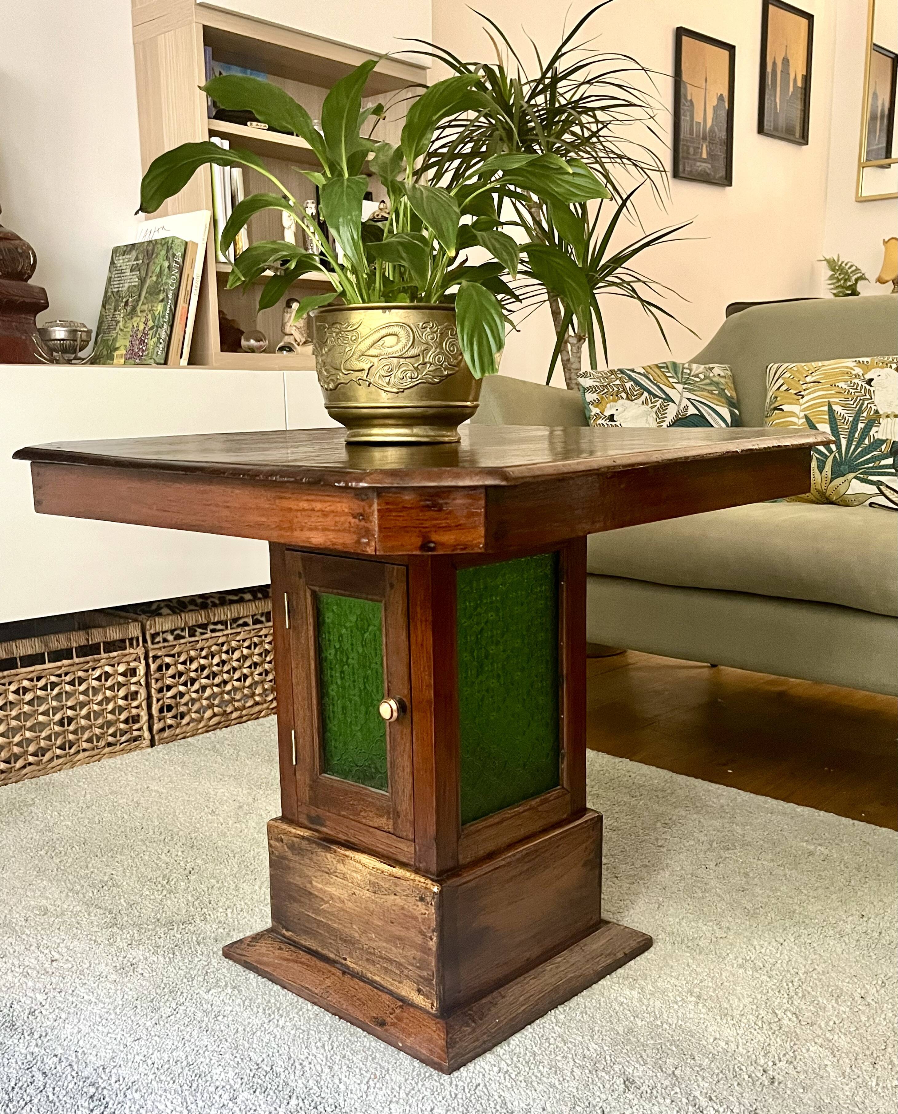 Coffee table - wood and stained glass - Art Deco style