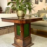 Table basse - bois et vitrail - Style Art Déco