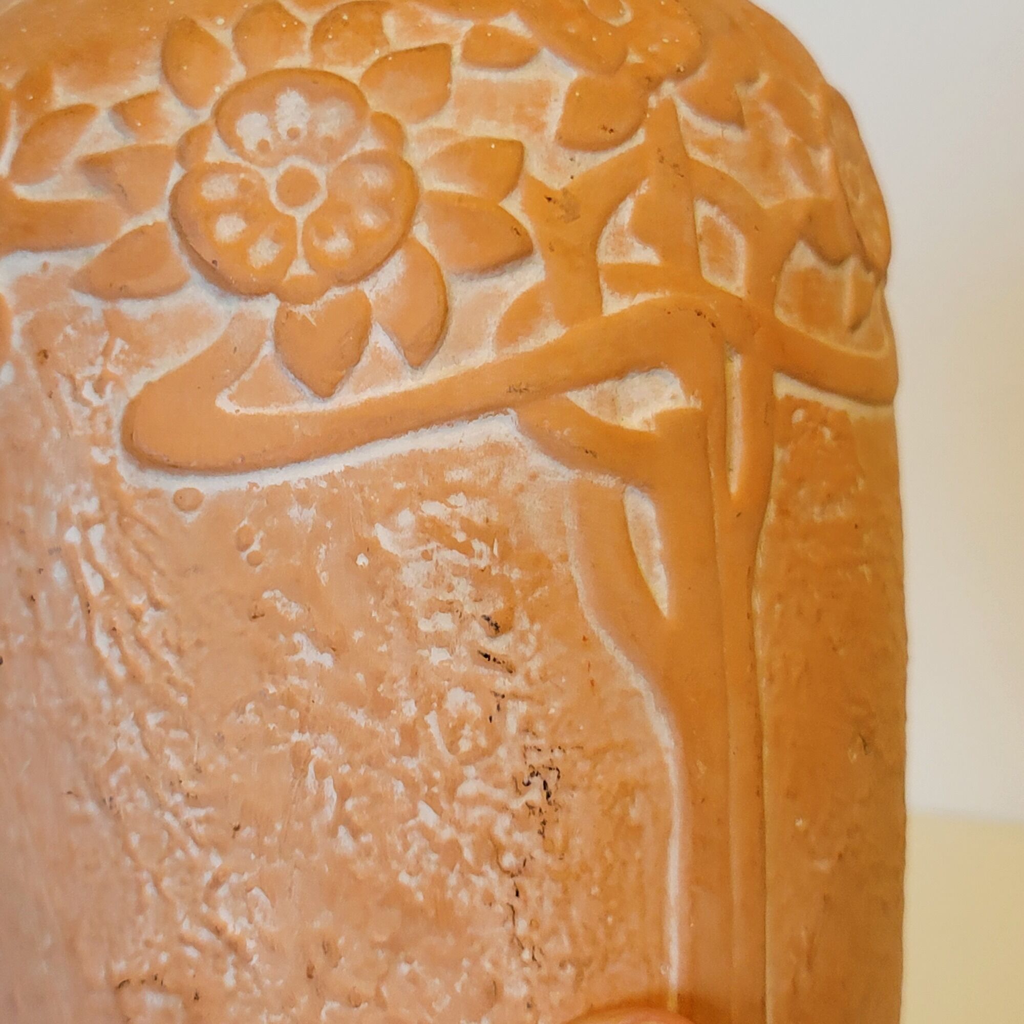 Terracotta vase sunflower decoration 1910, art nouveau