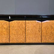 Vintage lacquer and burl wood credenza, 1980s