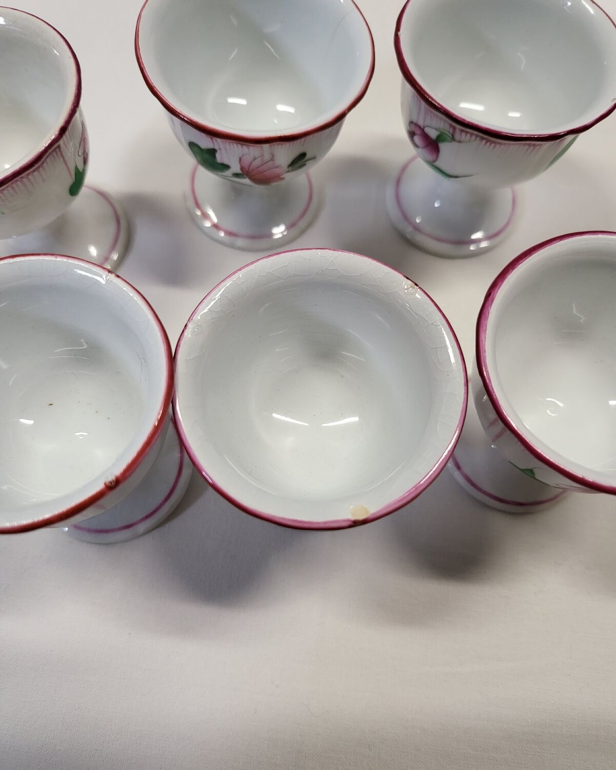 Set of 6 Lunéville Faience Egg Cups KG Reverbère