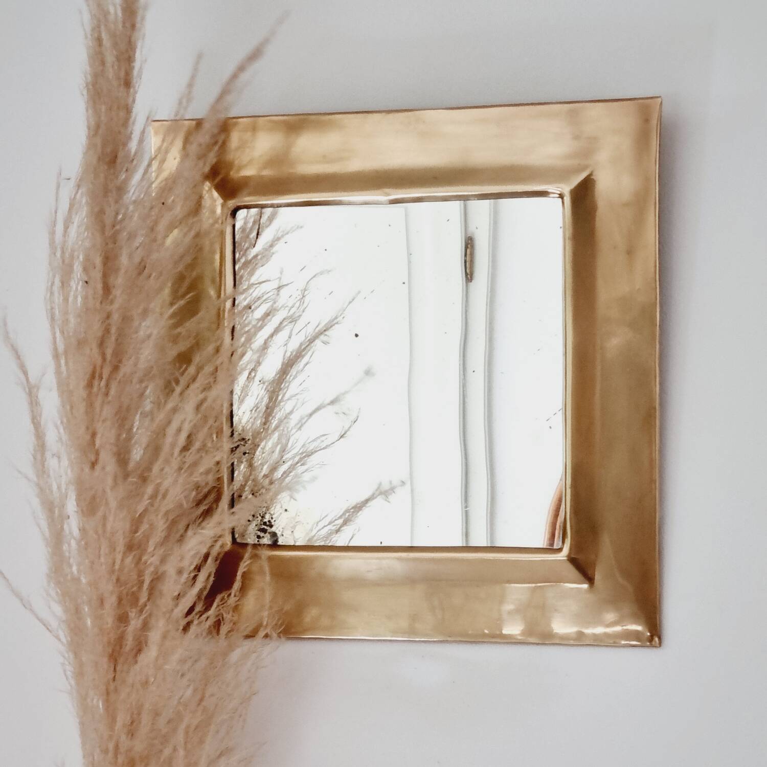 Square brass mirror