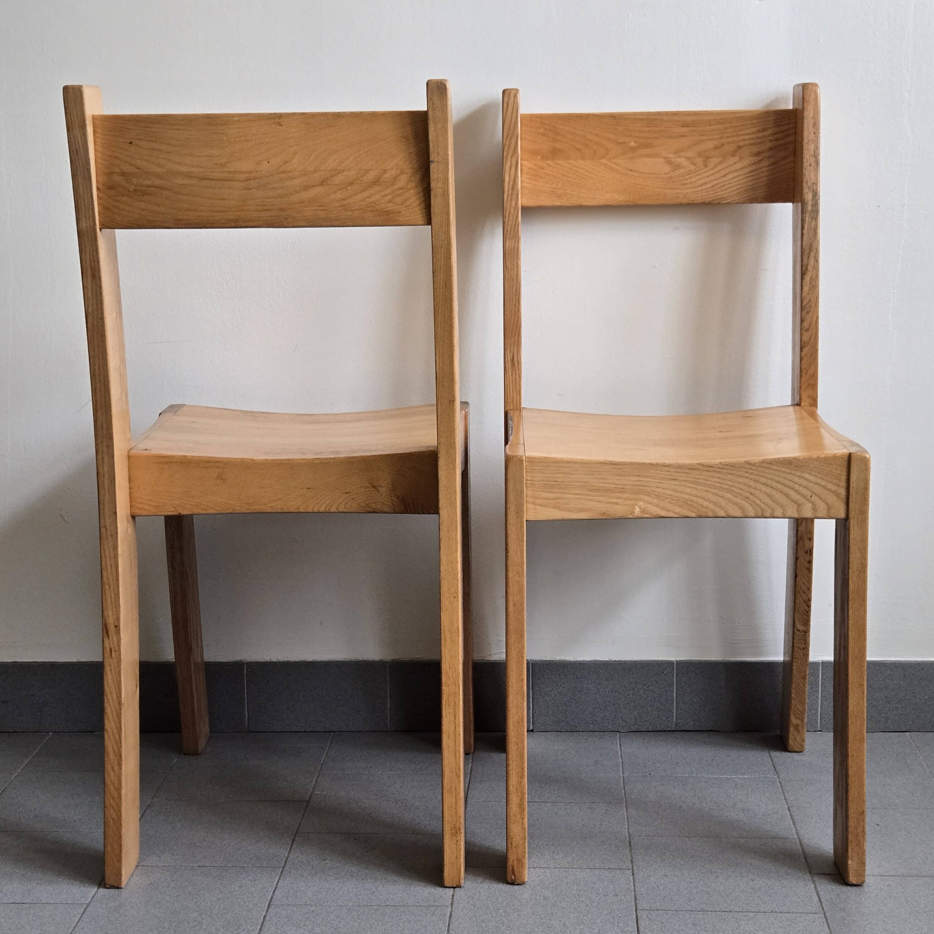 Pair of vintage 1970s elm chairs