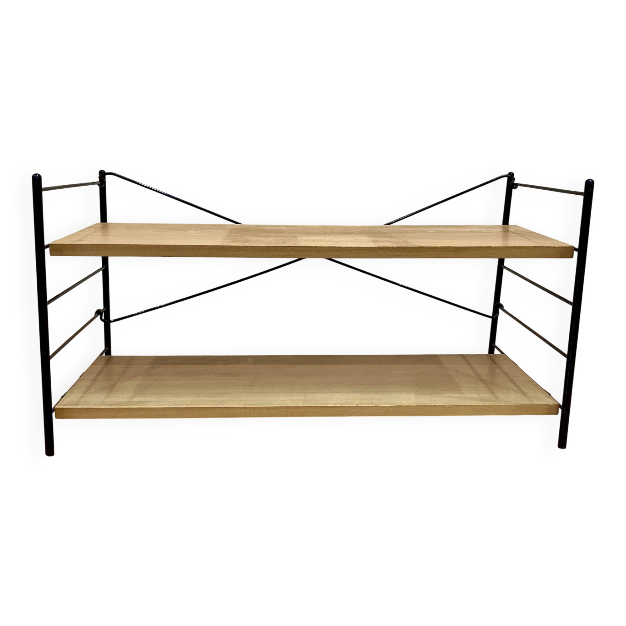 Étagère modulable métal et bois design 1960.