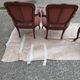 Pair of armchairs with Louis Philippe style footrests in walnut