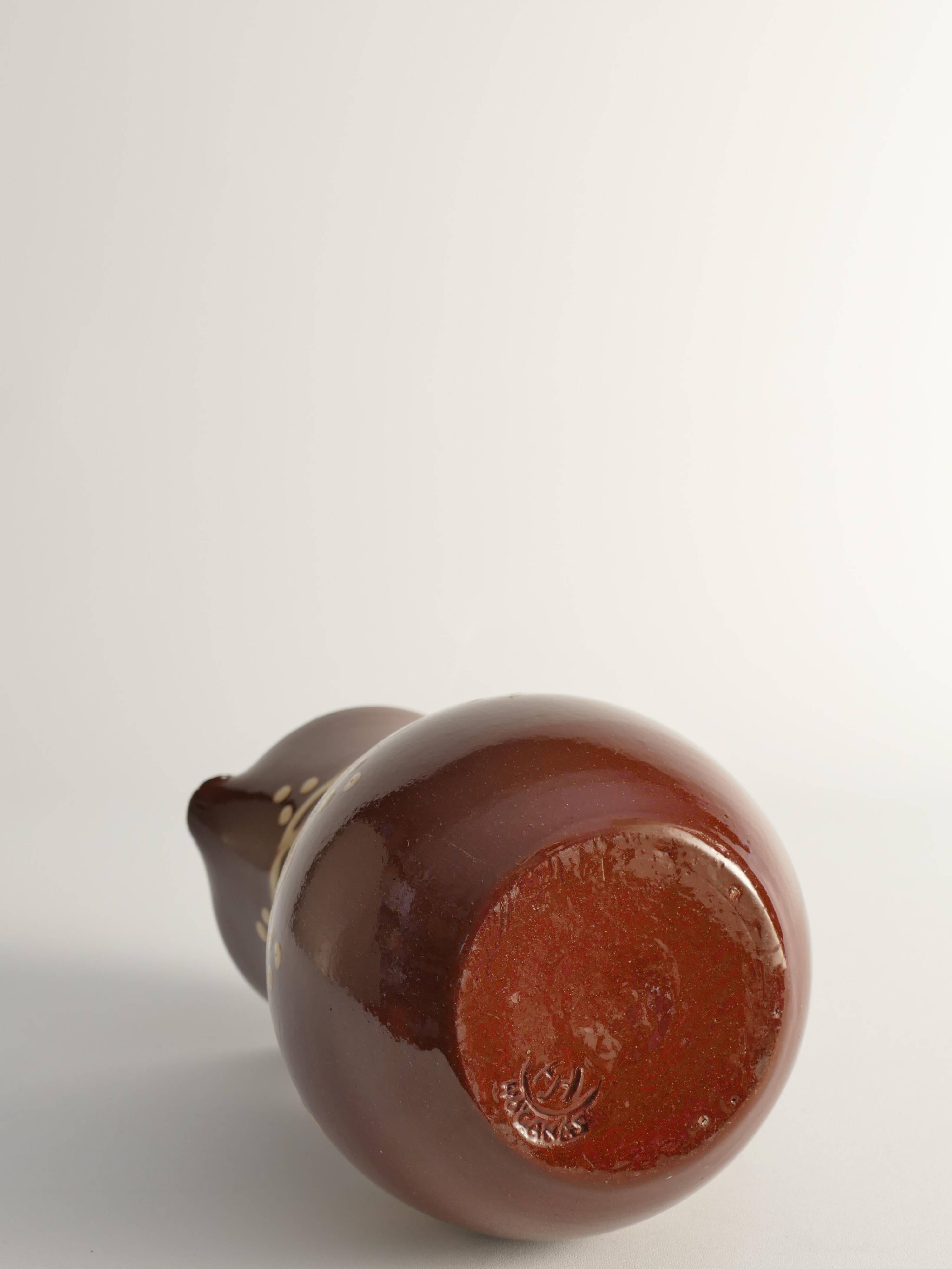 Brown Ceramic Pitcher or Vase by Andersson & Johansson, Höganäs, Sweden, 1920s