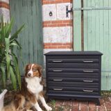 Renovated vintage black chest of drawers
