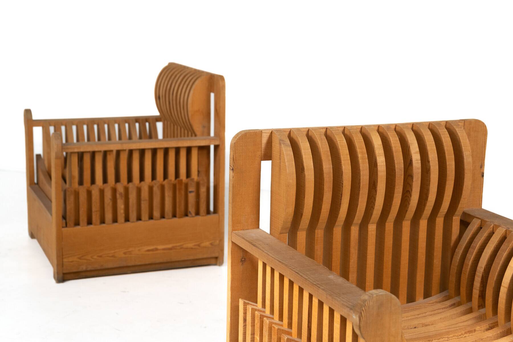 Pair of Armchairs from the " Mobili nella Valle" Series by Mario Ceroli for