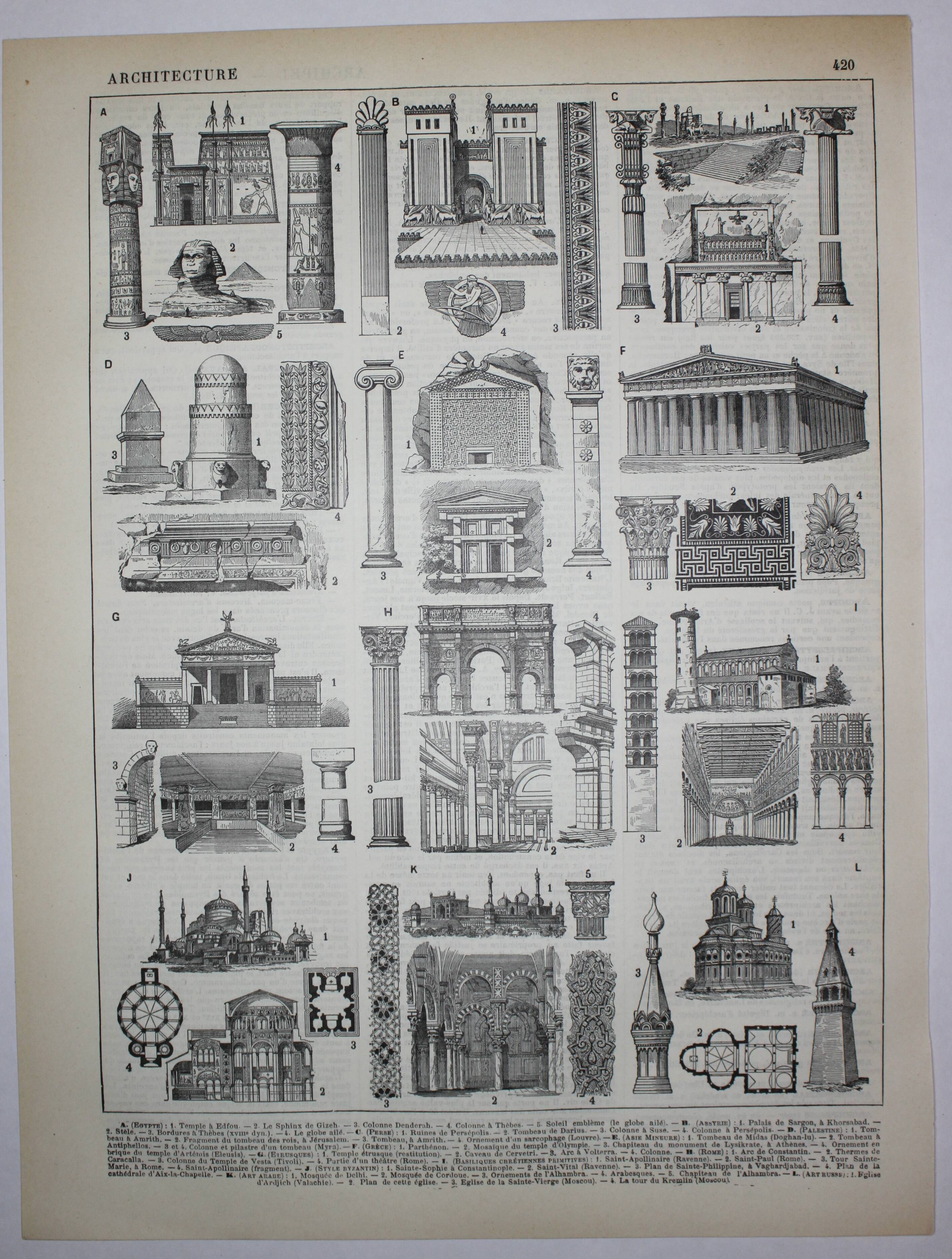 Engraving • Arabic art, decorations, weapons • Original lithograph from 1898