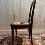 Set of 6 Louis Philippe chairs in cherry wood and cane