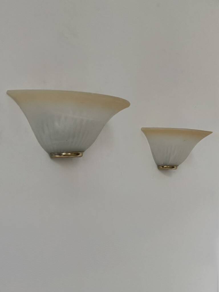 Pair of vintage speckled glass wall lights, France, 1970.