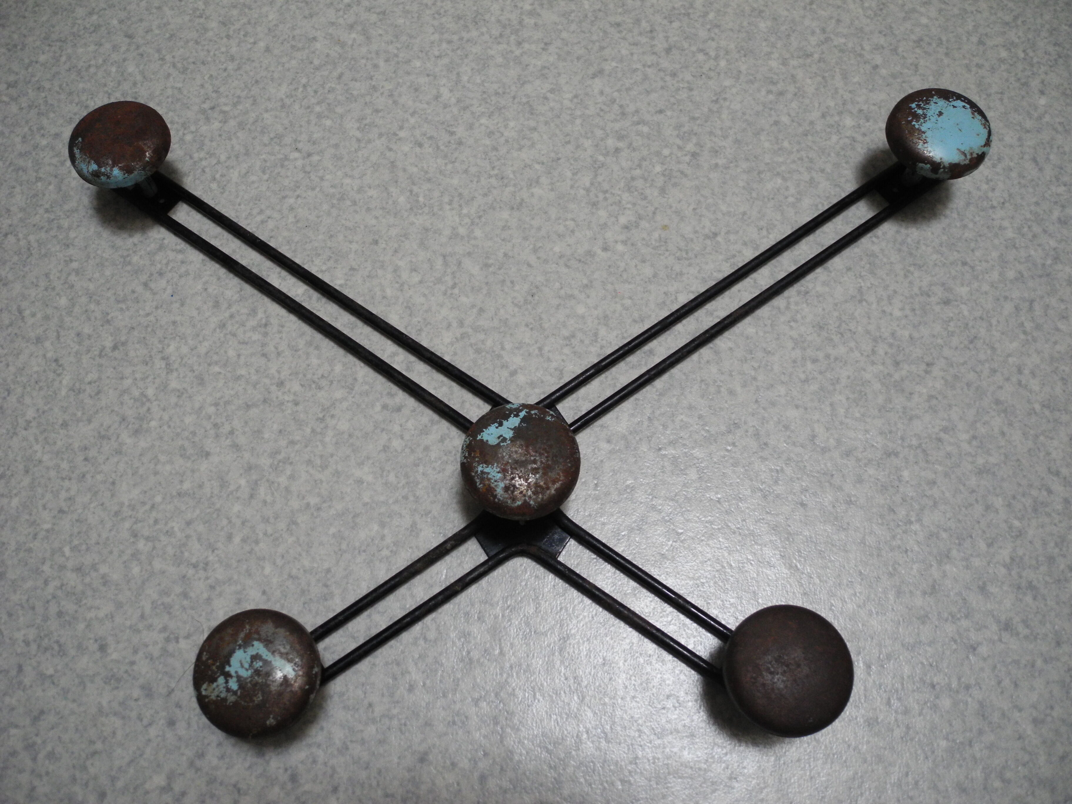 Old metal wall coat rack, vintage 60s decor