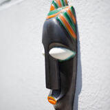 African polychrome faience mask from the Claude Tabet workshop, wall decoration, 50/60's