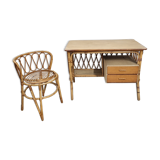 Rattan desk and chair